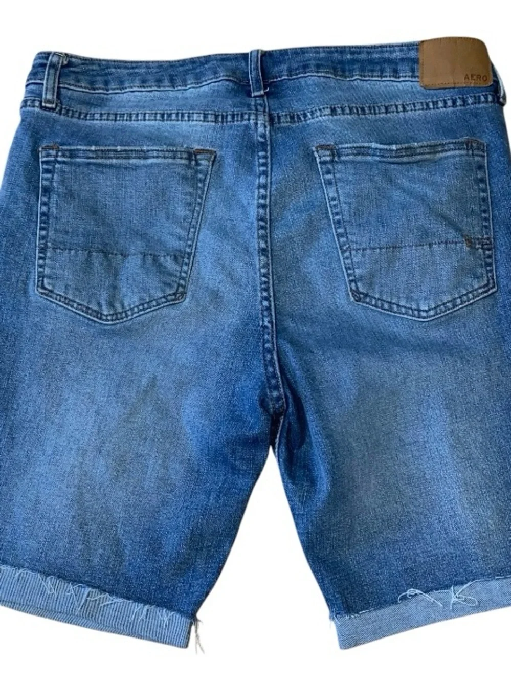Aeropostale Slim Short Blue Distressed Denim Shorts Mens Size 36 (V-1)